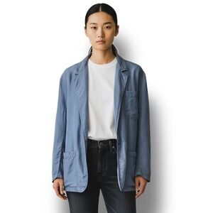 LizWear Women’s Silk Blazer VTG 90s Lightweight Retro Business Casual Blue 12